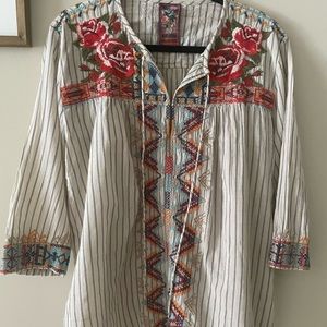 Johnny Was 3J Embroidered Shirt